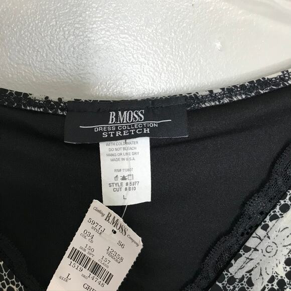 Women's NWT B.Moss Black Lace Print Dress Whimsigoth Witchcore 90s Large - Picture 6 of 8